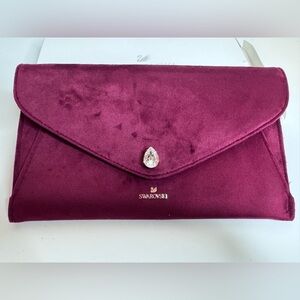 Swarovski Wine Red Velvet Clutch, New in Box